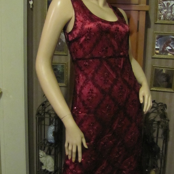 VotreNom Dresses & Skirts - VotreNom Garnet Silk Beaded Lace Dress sz 1 (sz 4)